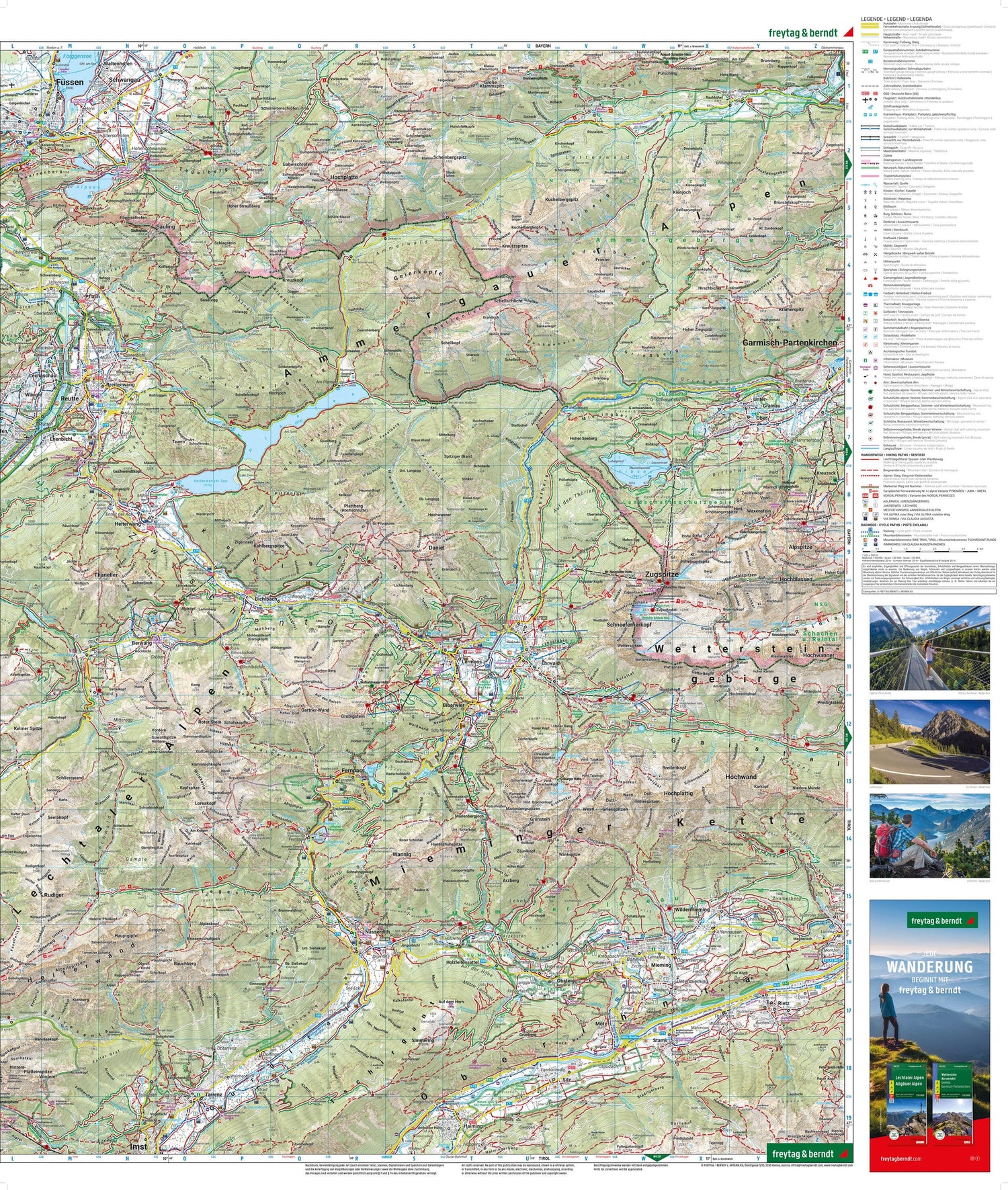 Carte de randonnée n° WK352 - Ehrwald - Lermoos - Reutte - Tannheimer Tal (Allemagne) | Freytag & Berndt carte de randonnée Freytag & Berndt
