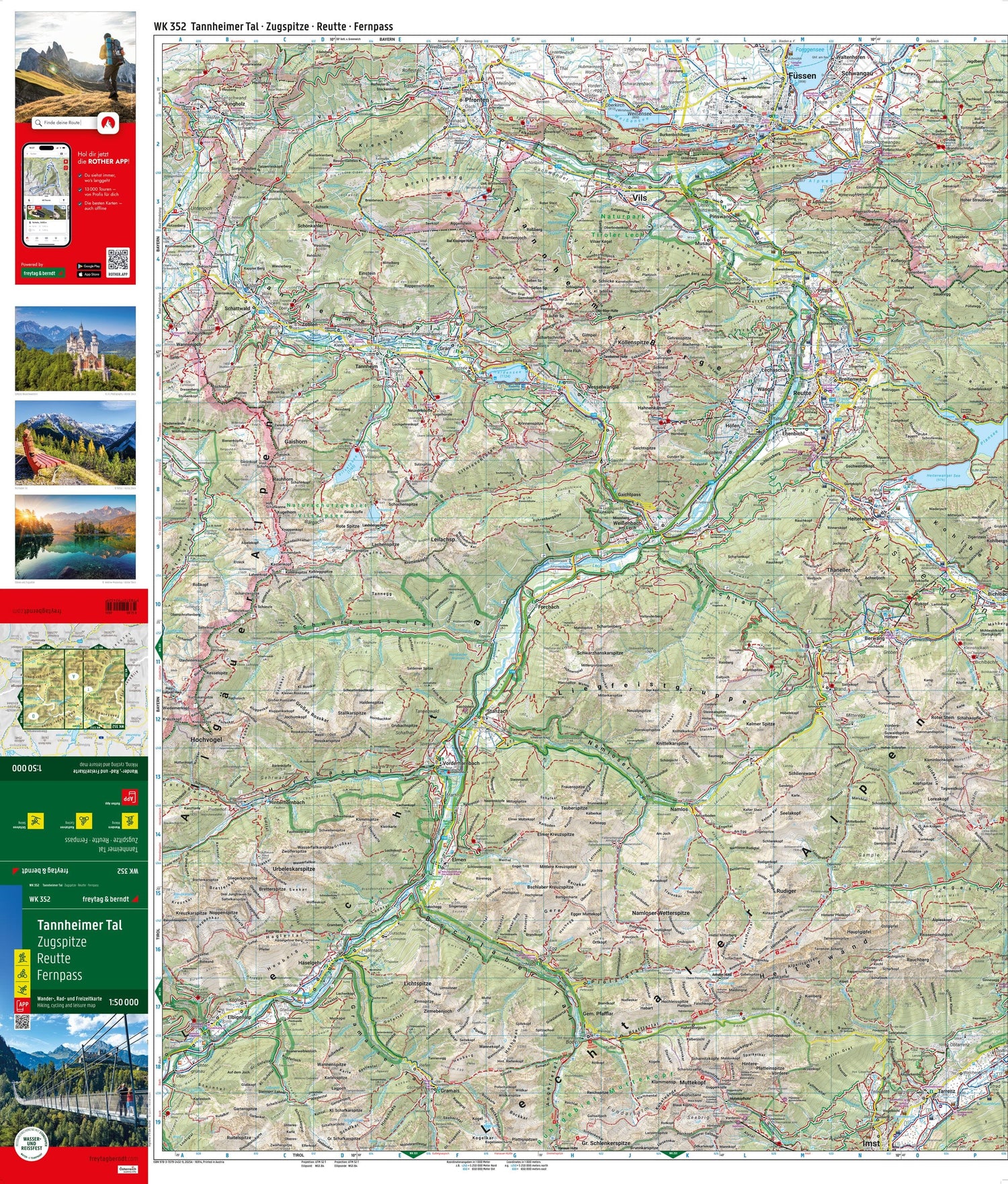 Carte de randonnée n° WK352 - Ehrwald - Lermoos - Reutte - Tannheimer Tal (Allemagne) | Freytag & Berndt carte de randonnée Freytag & Berndt