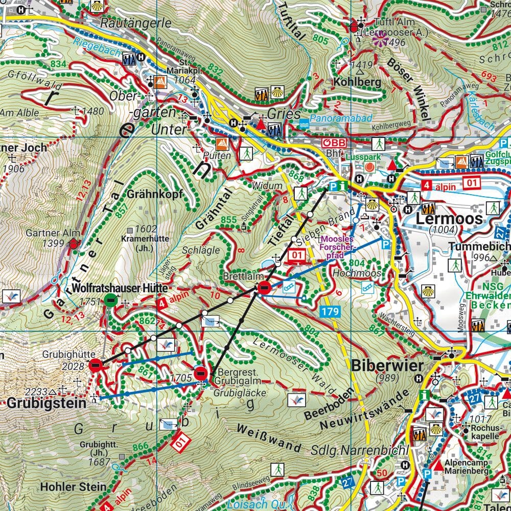 Carte de randonnée n° WK352 - Ehrwald - Lermoos - Reutte - Tannheimer Tal (Allemagne) | Freytag & Berndt carte de randonnée Freytag & Berndt