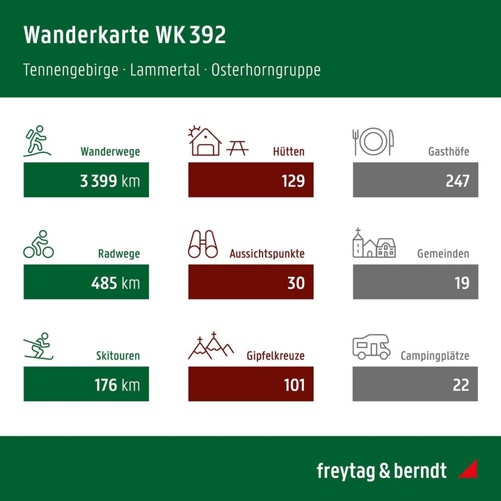 Carte de randonnée n° WK392 - Tennengebirge, Lammertal, Osterhorngruppe (Autriche) | Freytag & Berndt carte de randonnée Freytag & Berndt 
