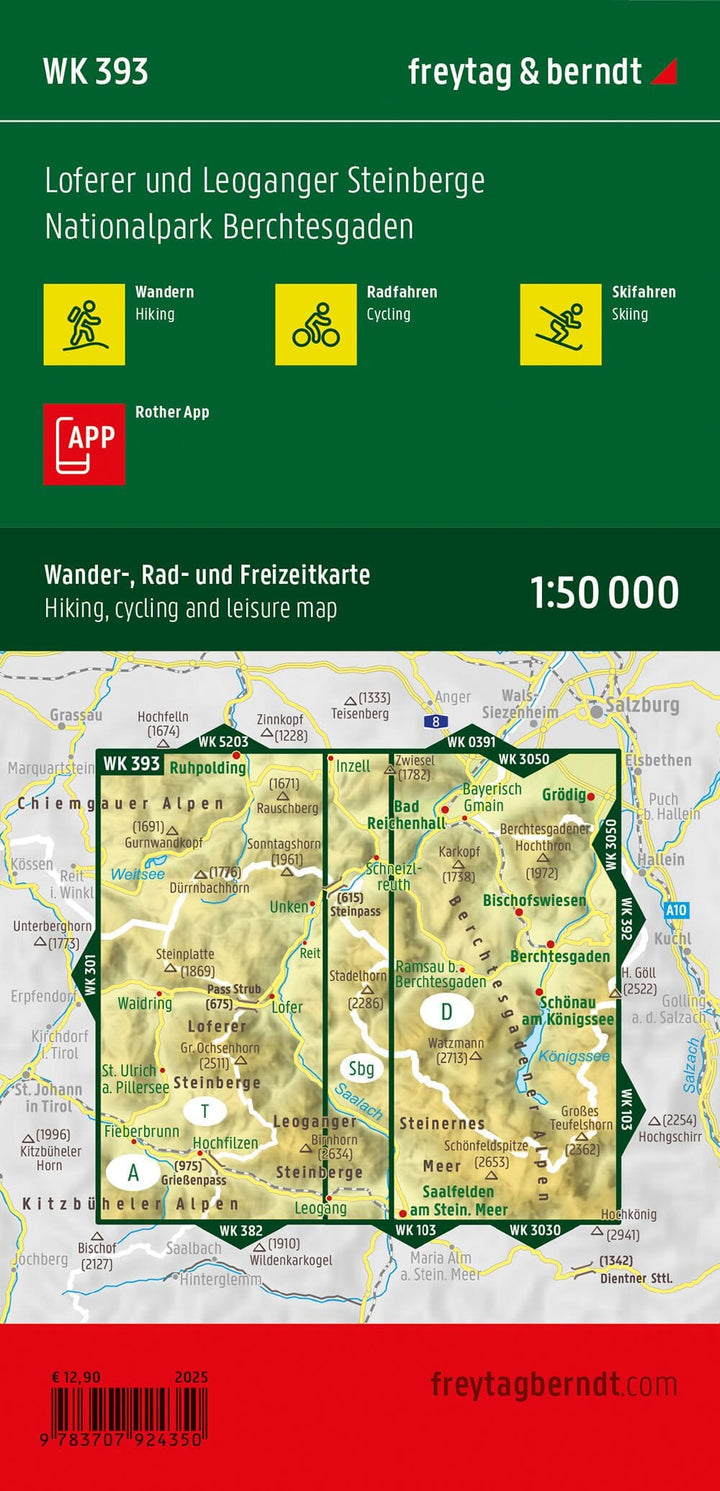 Carte de randonnée n° WK393 - Löferer & Leoganger Steinberge (Allemagne) | Freytag & Berndt carte de randonnée Freytag & Berndt 
