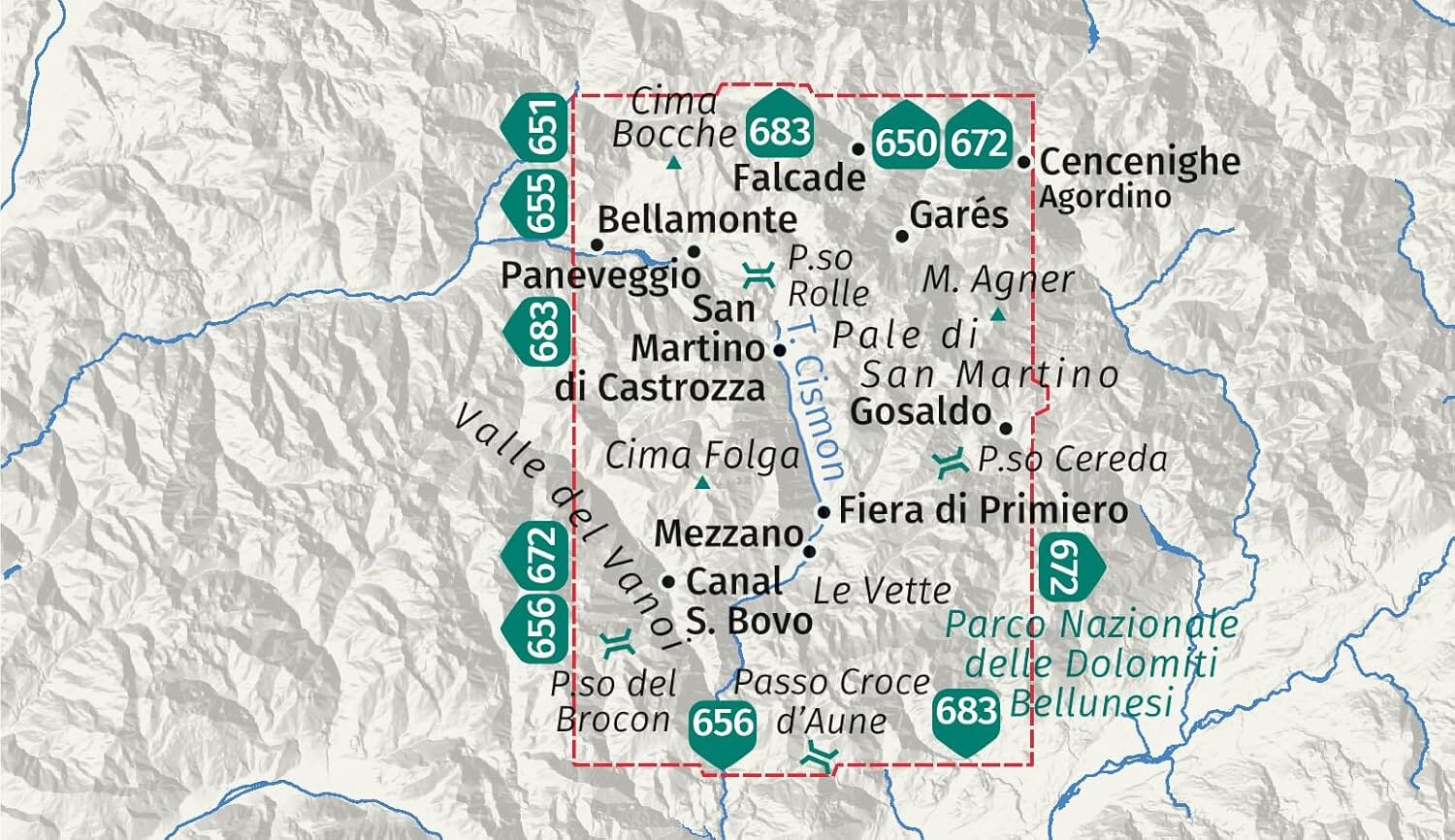 Carte de randonnée - Pale di San Martino, Primiero, San Martino di Castrozza, Paneveggio & Valle del Vanoi | Kompass – 1:25 000 carte de randonnée Kompass 
