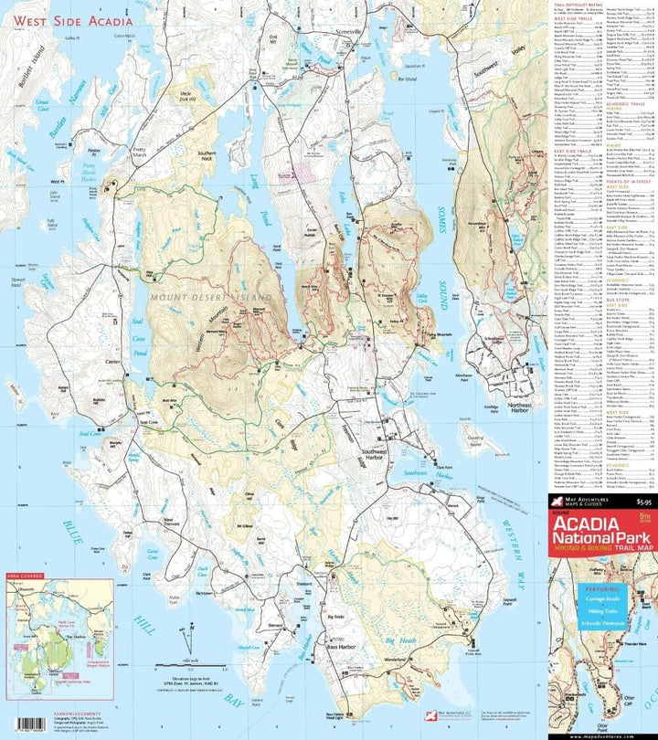 Carte de randonnée – Parc national d’Acadia & Presqu’île de Schoodic | Map Adventures carte de randonnée Map Adventures 