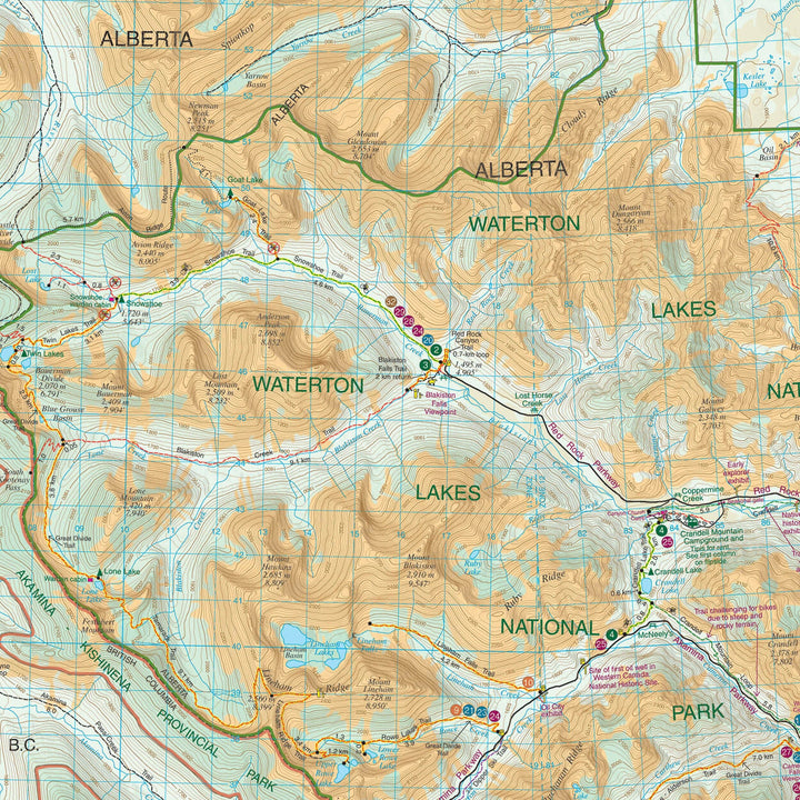 Carte de randonnée - Parc National des Lacs Waterton | Gem Trek carte pliée Gem Trek Publishing 