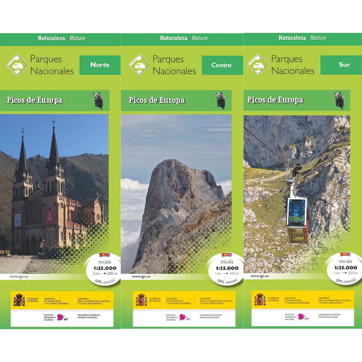 Carte de randonnée - Parc national des Picos de Europa 1:25 000 – 3 cartes + guide (espagnol) | CNIG carte de randonnée CNIG 