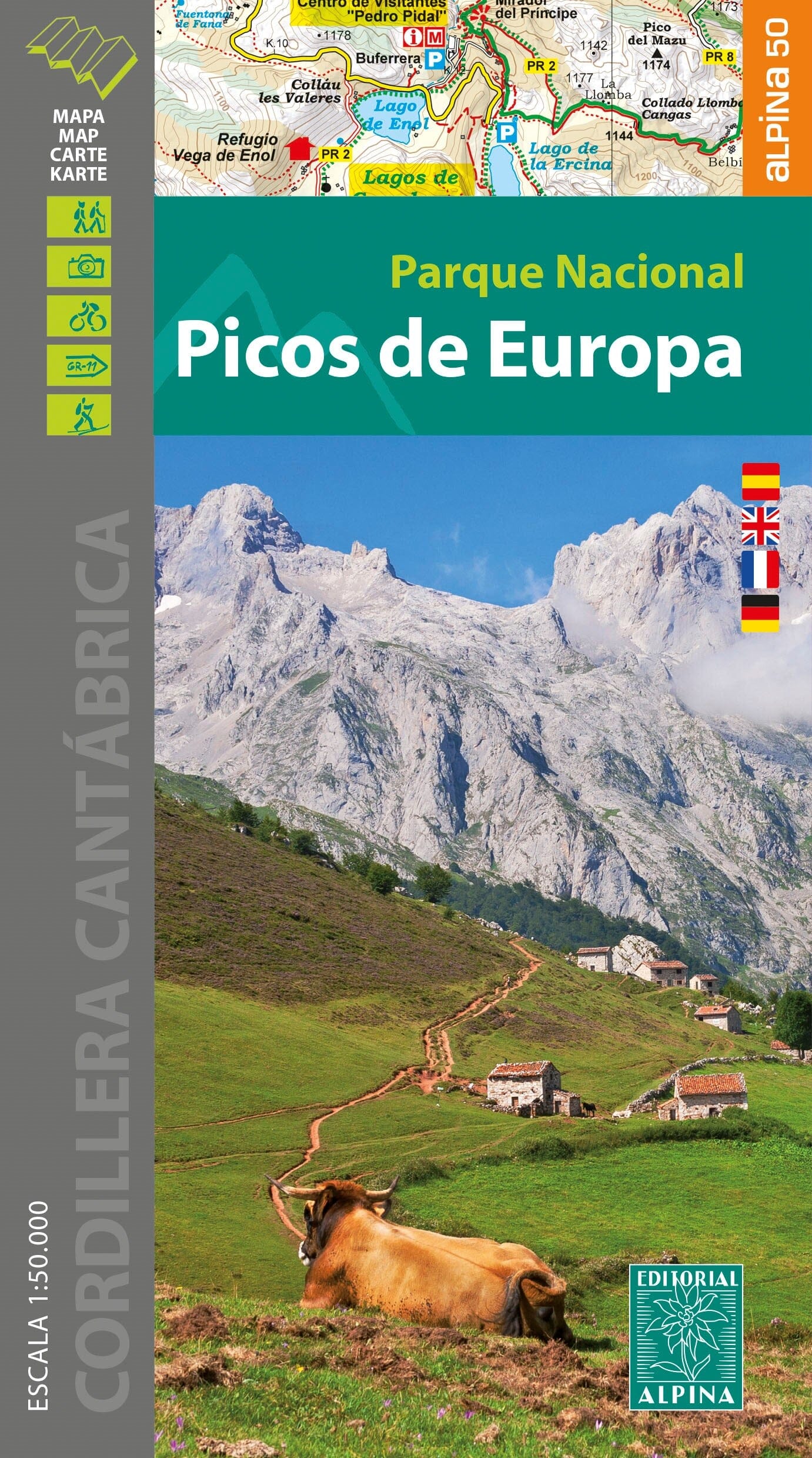 Carte de randonnée - Parc National des Pics d'Europe | Alpina carte de randonnée Editorial Alpina