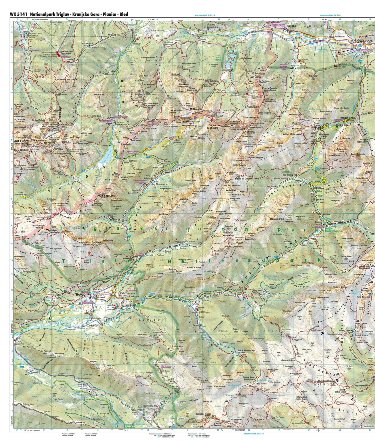 Carte de randonnée - Parc National Triglav - Kranjska Gora, Planica, Bled (Slovénie), n° WK5141 | Freytag & Berndt carte de randonnée Freytag & Berndt 