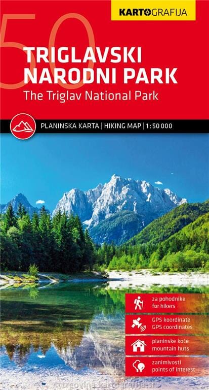 Carte de randonnée - Parc National Triglav (Slovénie) | Kartografija carte de randonnée Kartografija