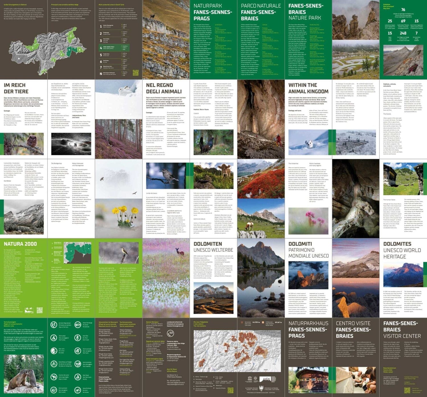 Carte de randonnée - Parc naturel Fanes-Sennes-Braie (Tyrol du Sud) | Tabacco carte de randonnée Tabacco
