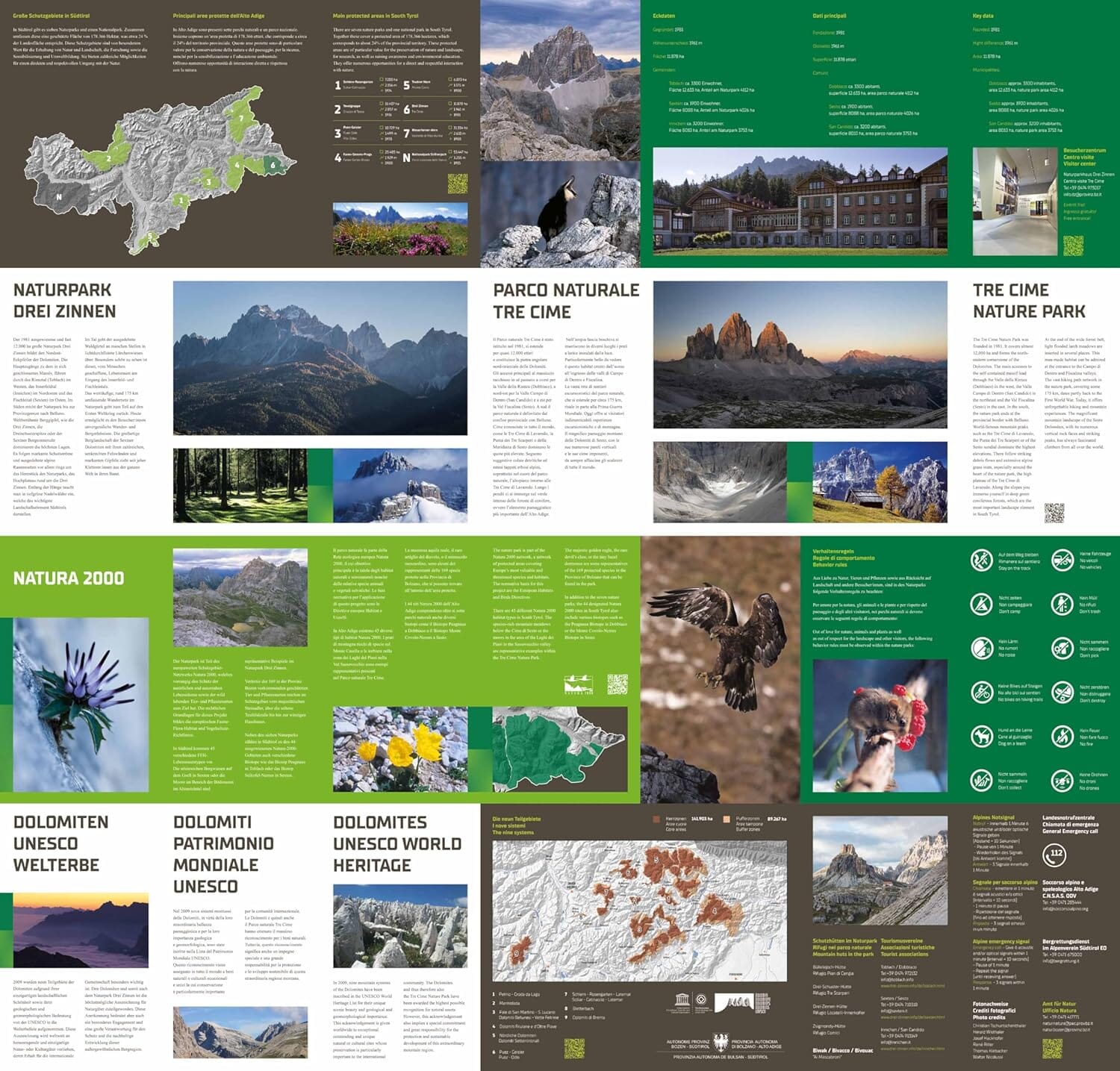 Carte de randonnée - Parco Naturale Tre Cime | Tabacco carte de randonnée Tabacco