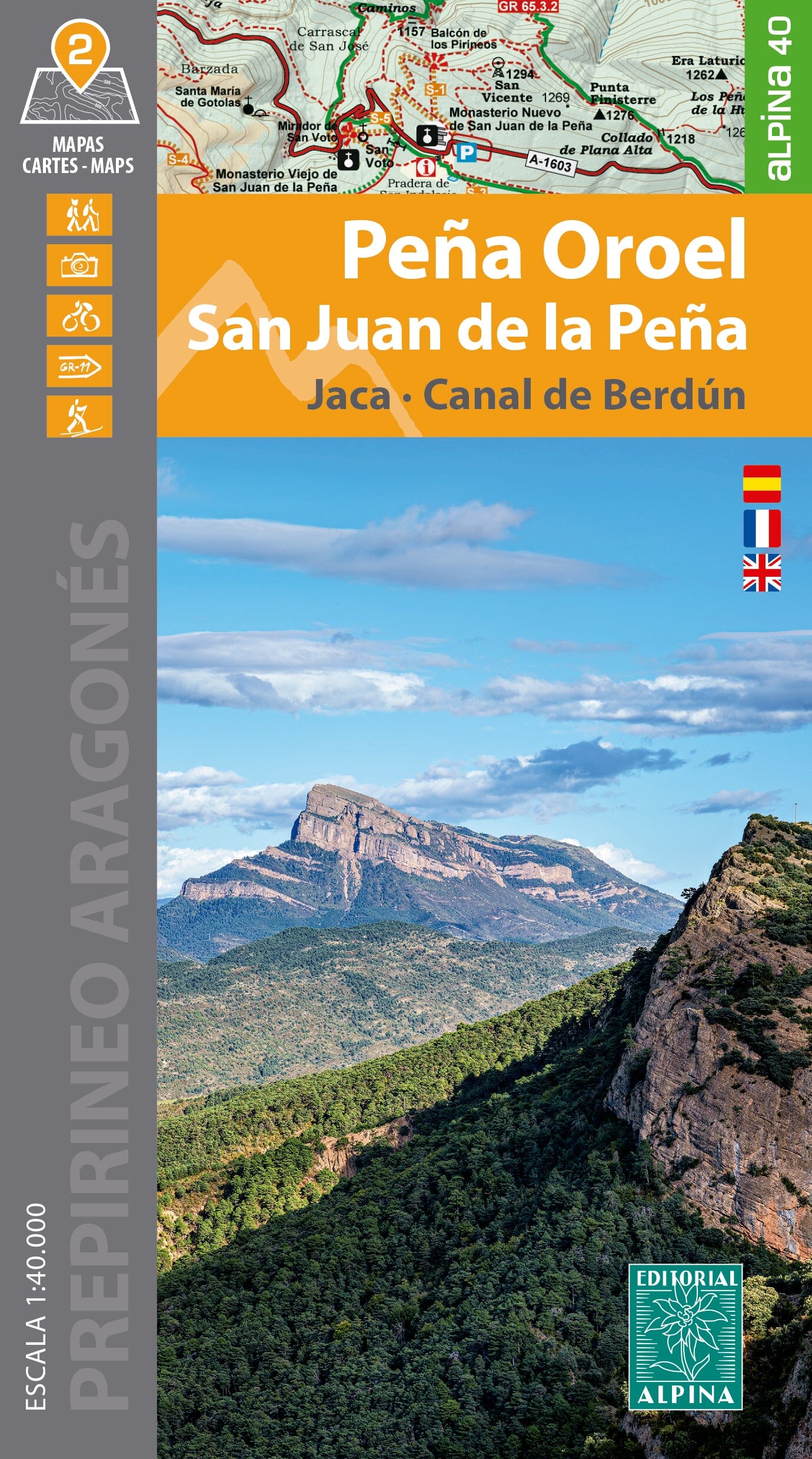 Carte de randonnée - Peña Oroel, San Juan de la Peña, Jaca & Canal de Berdún | Alpina carte de randonnée Editorial Alpina 