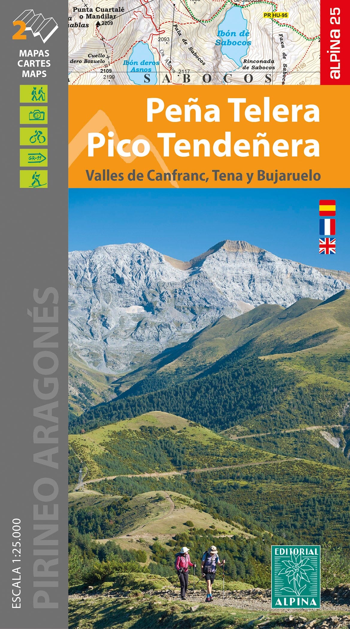Carte de randonnée - Peña Telera, Pico Tendeñera (Pyrénées aragonaises) | Alpina carte de randonnée Editorial Alpina