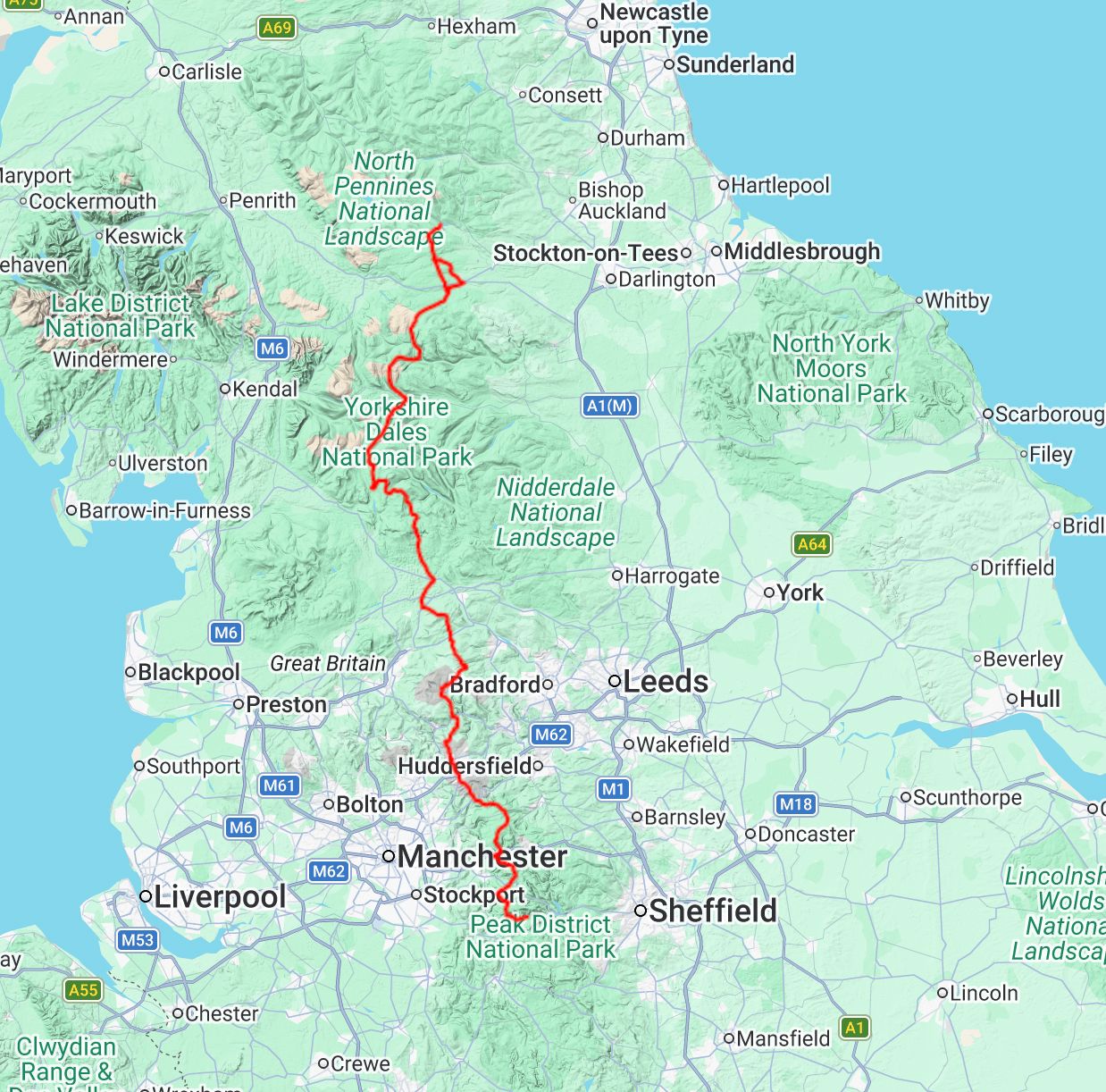 Carte de randonnée - Pennine Way Sud XT40 | Harvey Maps - National Trail maps carte de randonnée Harvey Maps 