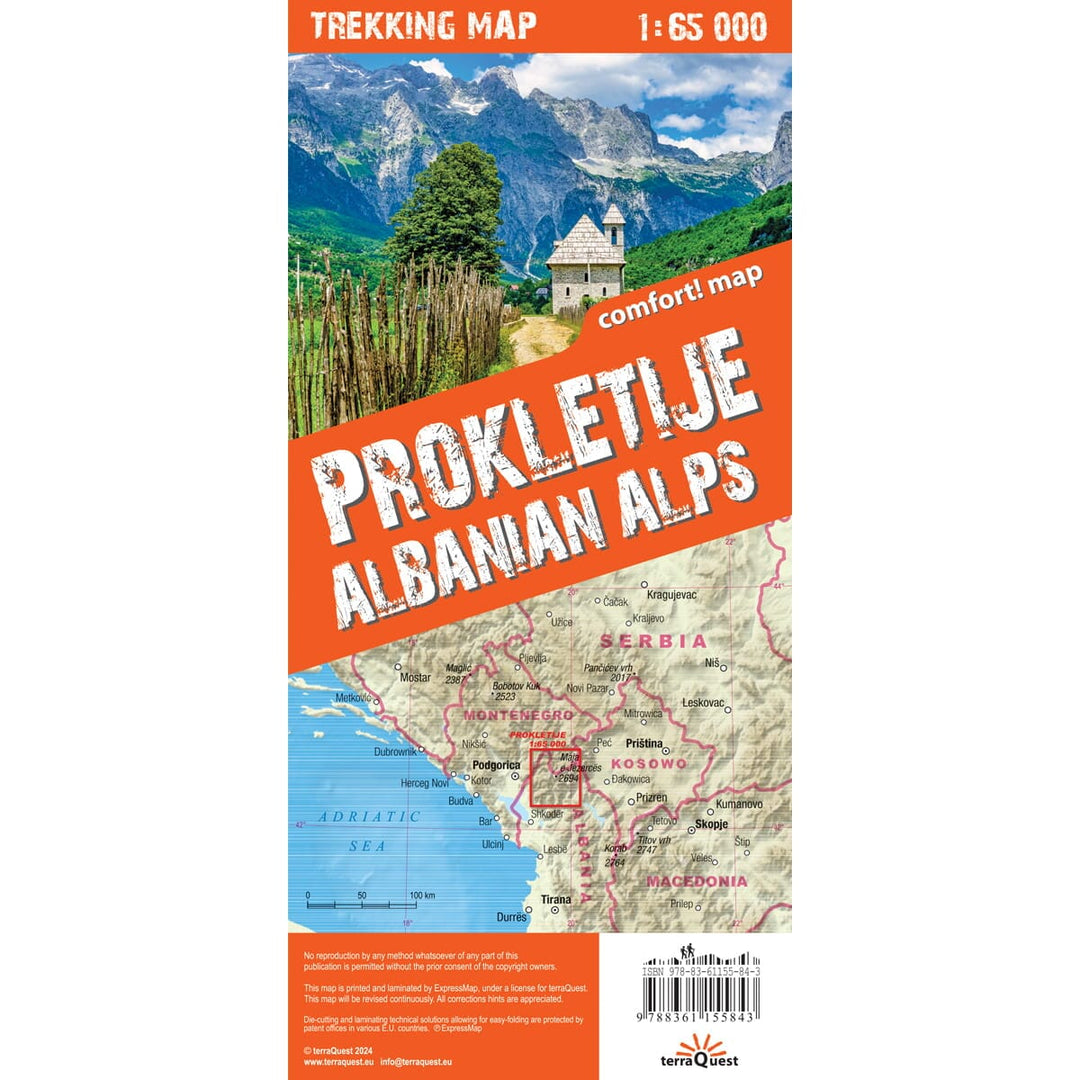 Carte de randonnée plastifiée - Prokletije, Durmitor (Alpes d'Albanie & Montenegro) | TerraQuest carte de randonnée Terra Quest