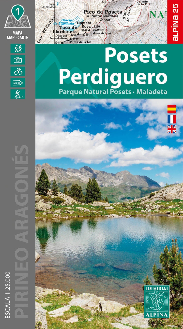 Carte de randonnée - Posets, Perdiguero (Pyrénées aragonaises) | Alpina carte de randonnée Editorial Alpina