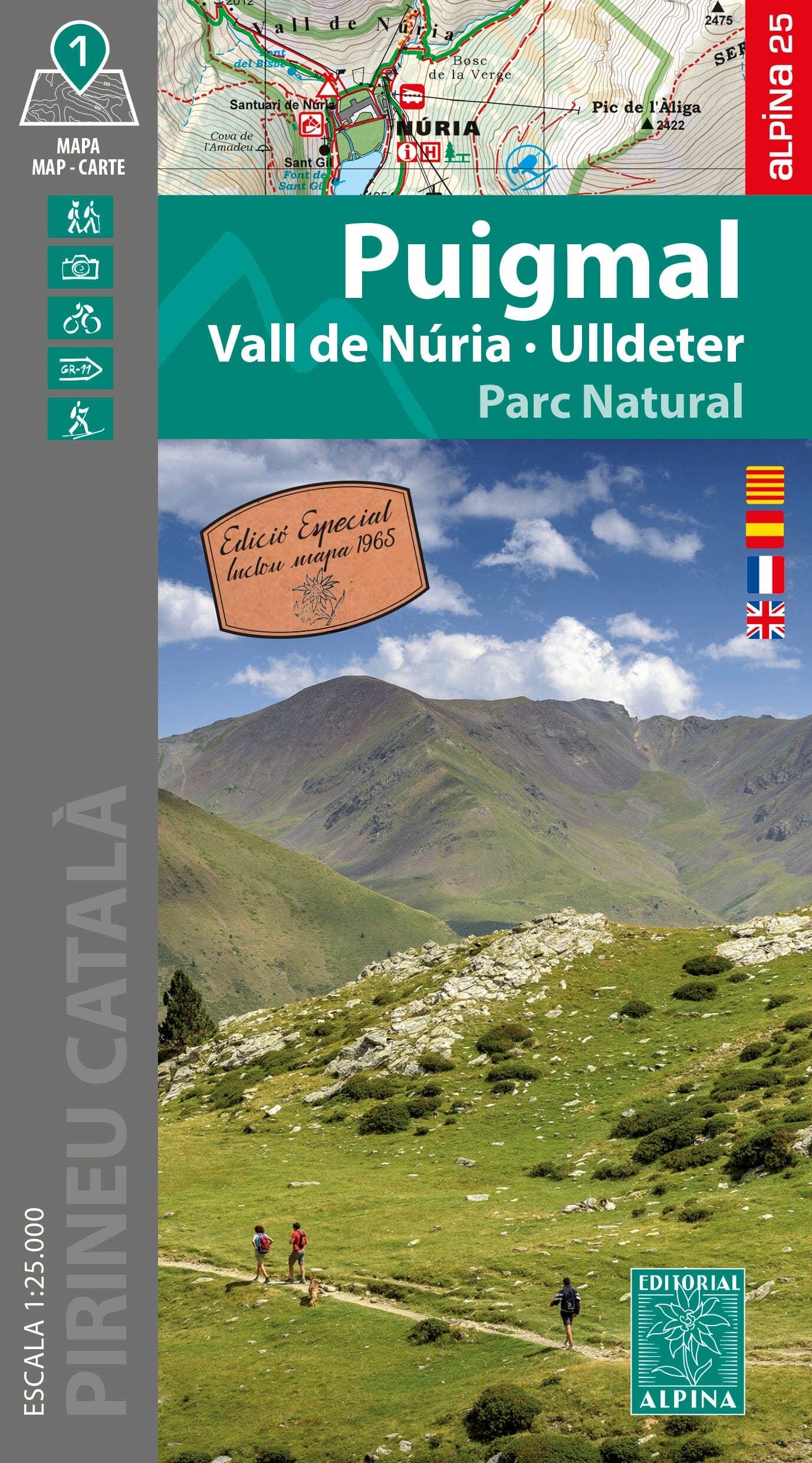 Carte de randonnée - Puigmal, Vall de Nuria, Ulldeter (Pyrénées catalanes) | Alpina carte de randonnée Editorial Alpina