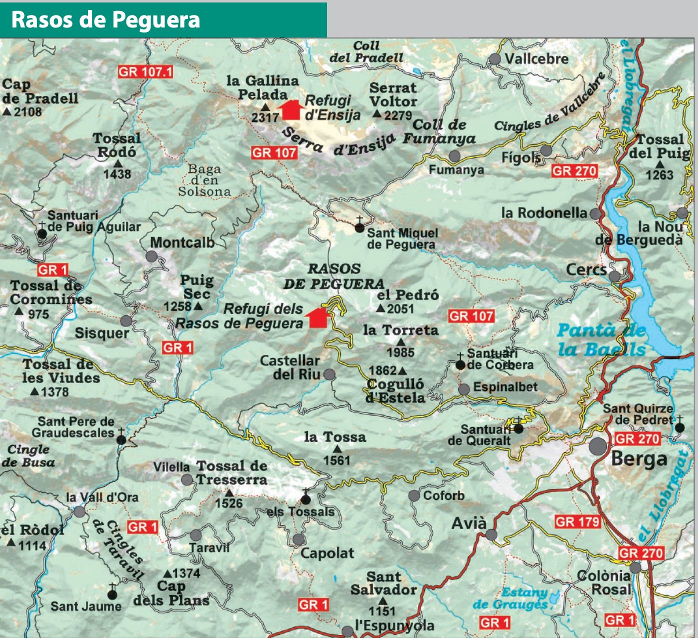 Carte de randonnée - Rasos de Peguera, Serra d'Ensija, Queralt, Vallcebre (Catalogne) | Alpina carte de randonnée Editorial Alpina
