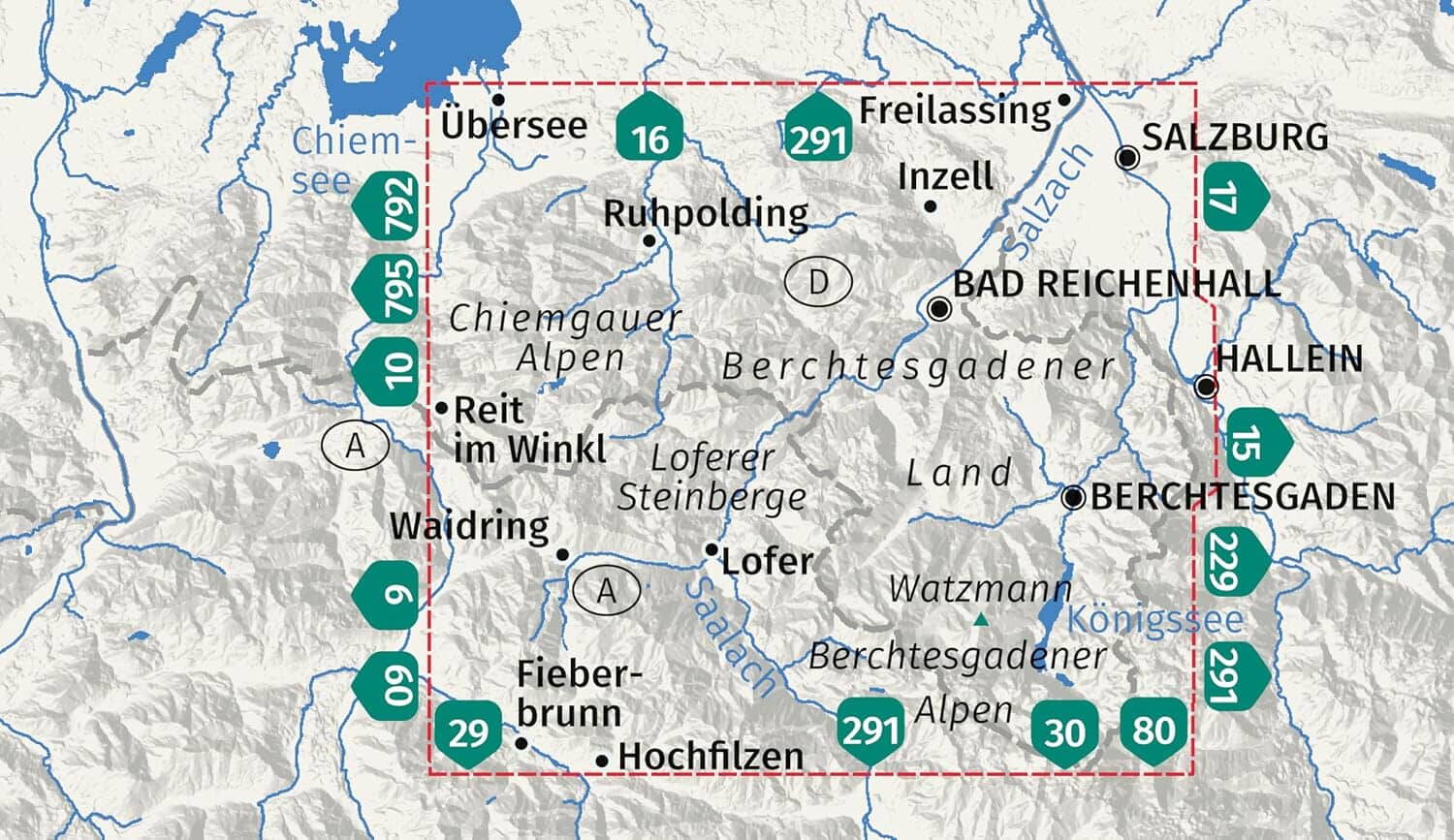 Carte de randonnée - Région de Berchtesgaden & Alpes de Chiemgau | Kompass 14 - 1:50 000 carte de randonnée Kompass
