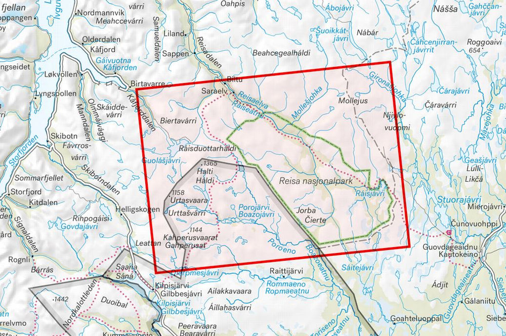 Carte de randonnée - Reisa nasjonalpark og Nordreisa sør (Norvège) | Calazo - 1/50 000 carte pliée Calazo 