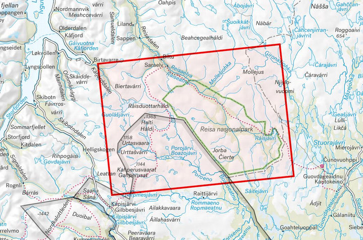 Carte de randonnée - Reisa nasjonalpark og Nordreisa sør (Norvège) | Calazo - 1/50 000 carte pliée Calazo 