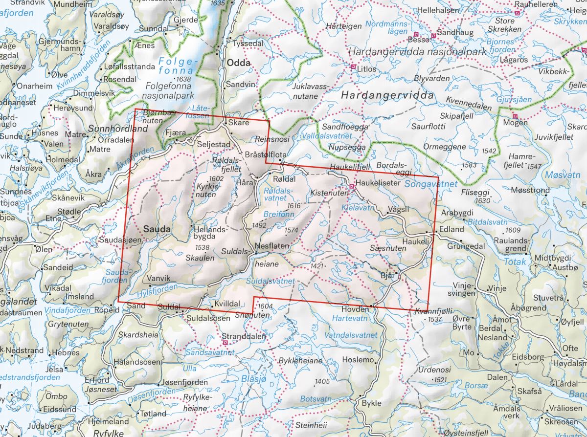 Carte de randonnée - Røldal & Haukeli (Norvège) | Calazo - 1/50 000 carte de randonnée Calazo
