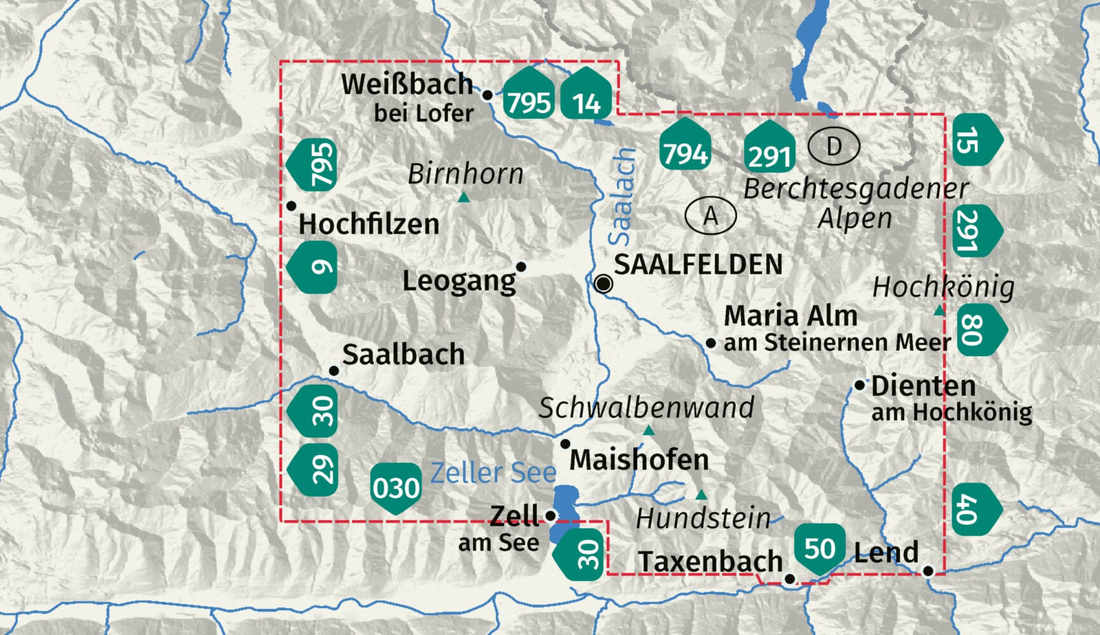 Carte de randonnée - Saalfelden, Leogang, Maria Alm & Dienten am Hochkönig | Kompass - 1:25 000 carte de randonnée Kompass
