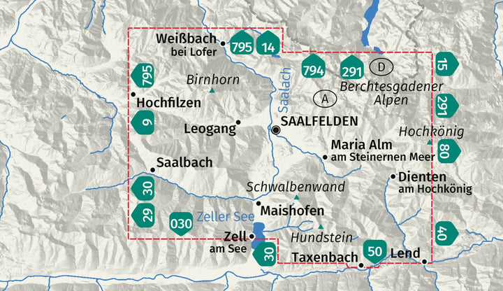 Carte de randonnée - Saalfelden, Leogang, Maria Alm & Dienten am Hochkönig | Kompass - 1:25 000 carte de randonnée Kompass