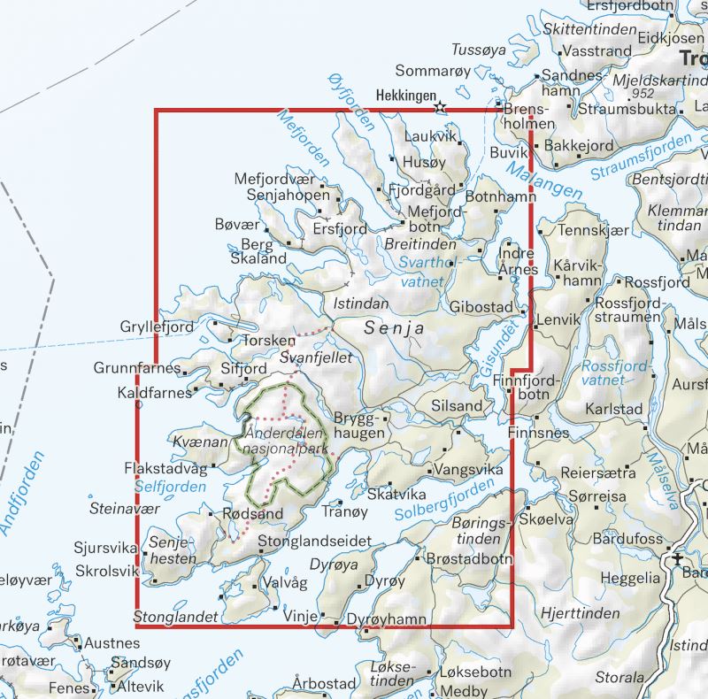 Carte de randonnée - Senja (Norvège) | Calazo - 1/50 000 carte de randonnée Calazo