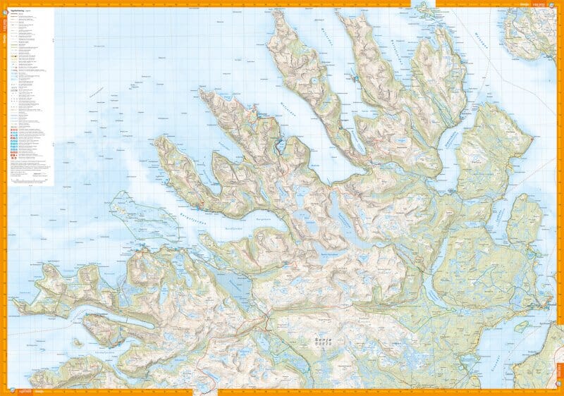 Carte de randonnée - Senja (Norvège) | Calazo - 1/50 000 carte de randonnée Calazo