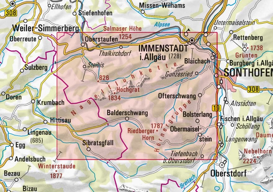 Carte de randonnée & ski n° BY01 - Algäuer Voralpen West (Alpes bavaroises) | Alpenverein carte de randonnée Alpenverein