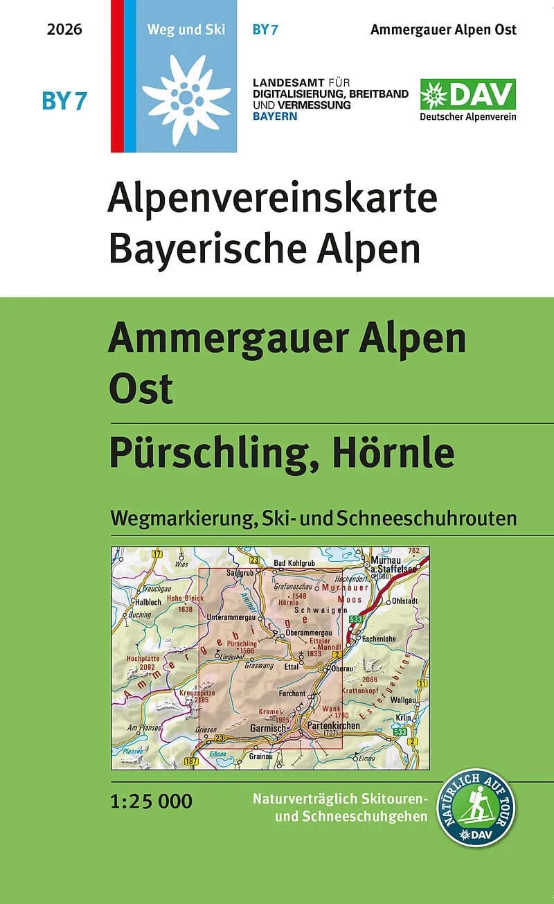 Carte de randonnée & ski n° BY07- Ammergebirge Est, Pürschling, Hörnle (Alpes bavaroises) | Alpenverein carte de randonnée Alpenverein