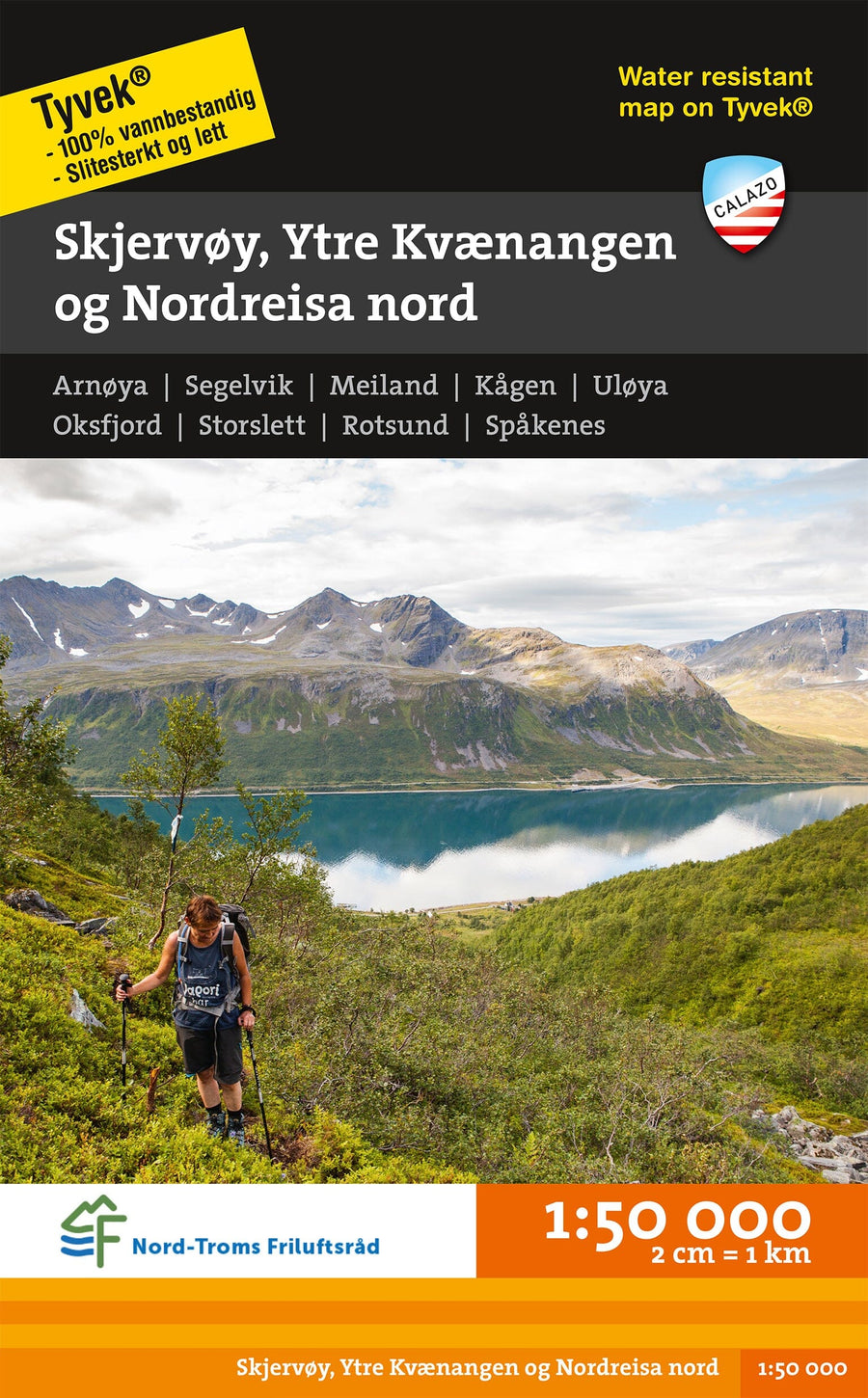 Carte de randonnée - Skjervøy, Ytre Kvænangen, Nordreisa Nord (Norvège) | Calazo - 1/50 000 carte pliée Calazo 
