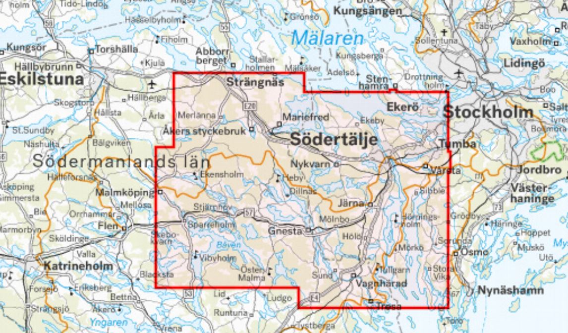 Carte de randonnée - Södertälje, Gnesta & Åkers styckebruk (Suède) | Calazo carte de randonnée Calazo
