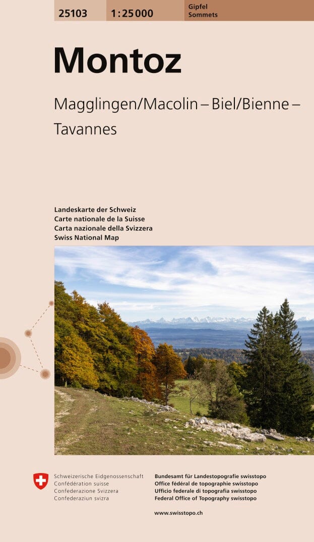 Carte de randonnée spéciale sommet n° 25103 - Montoz : Magglingen, Macolin, Biel, Bienne, Tavannes (Suisse) | Swisstopo - 1/25 000 carte de randonnée Swisstopo Default Title