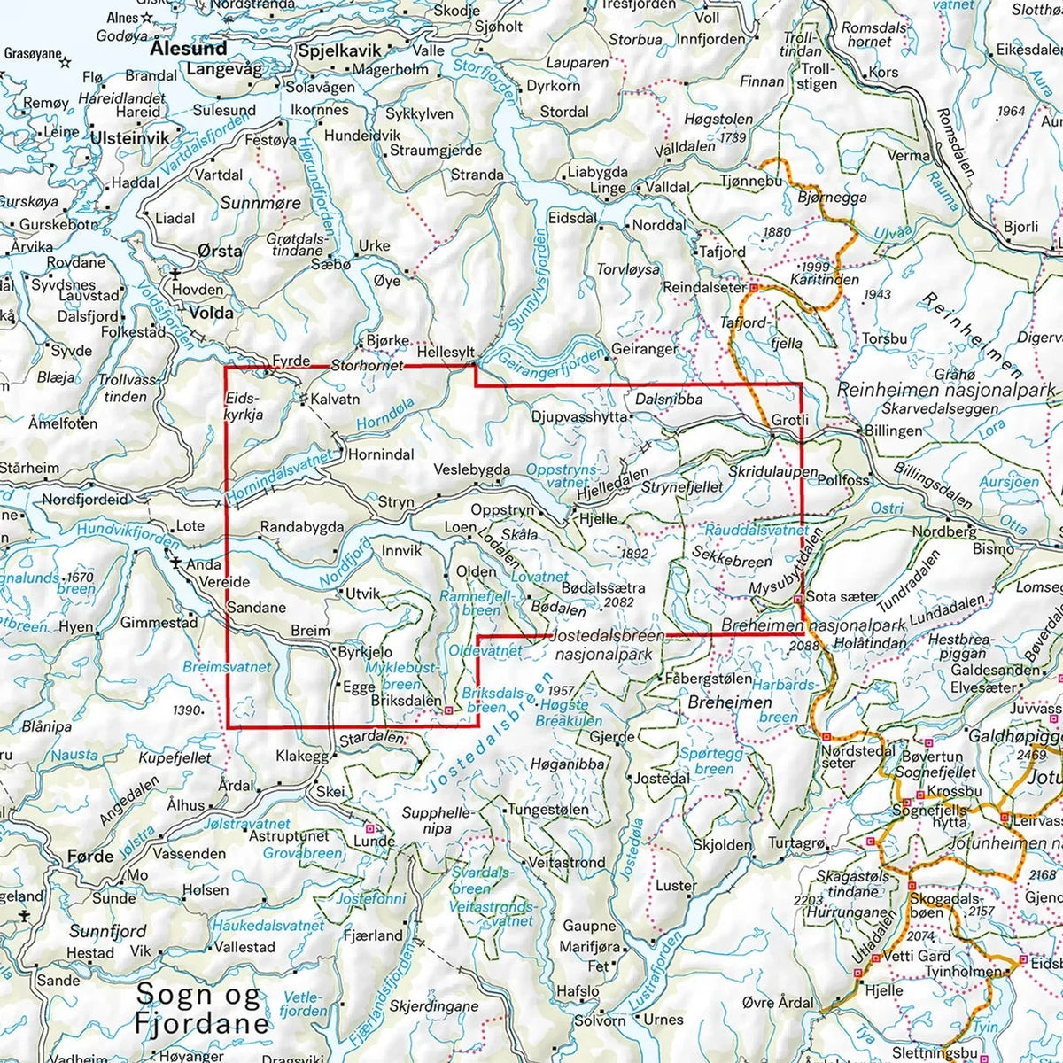 Carte de randonnée - Stryn (Norvège) | Calazo – 1:50 000 carte de randonnée Calazo 