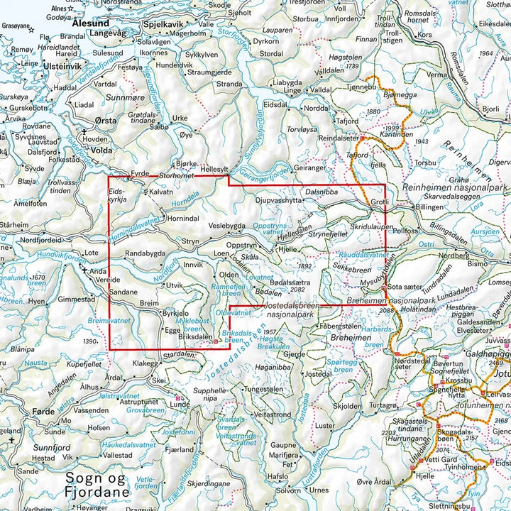 Carte de randonnée - Stryn (Norvège) | Calazo – 1:50 000 carte de randonnée Calazo 
