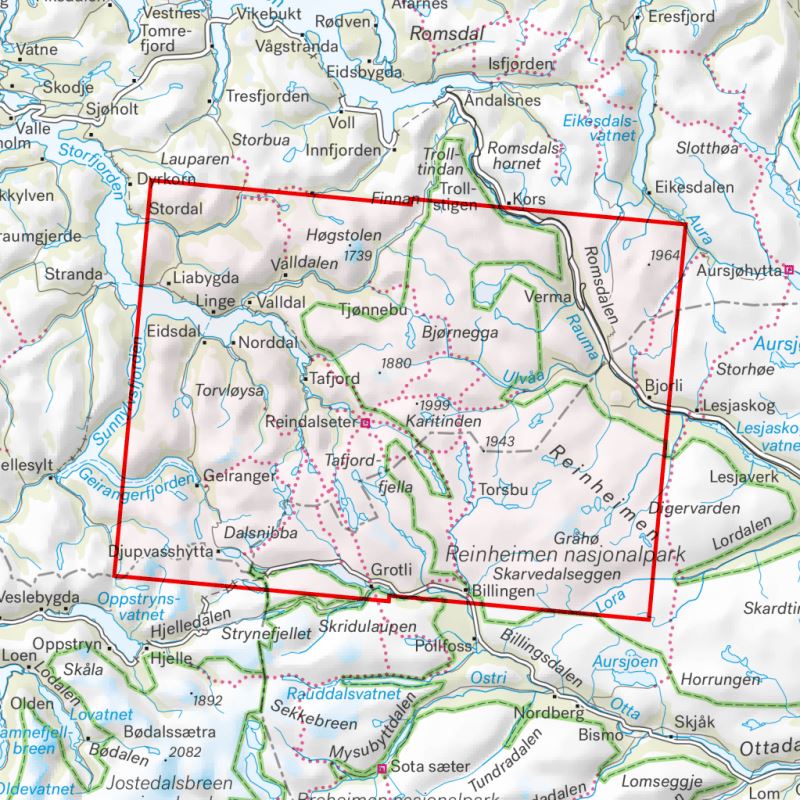 Carte de randonnée - Tafjordfjella & Reinheimen (Norvège) | Calazo - 1/50 000 carte de randonnée Calazo