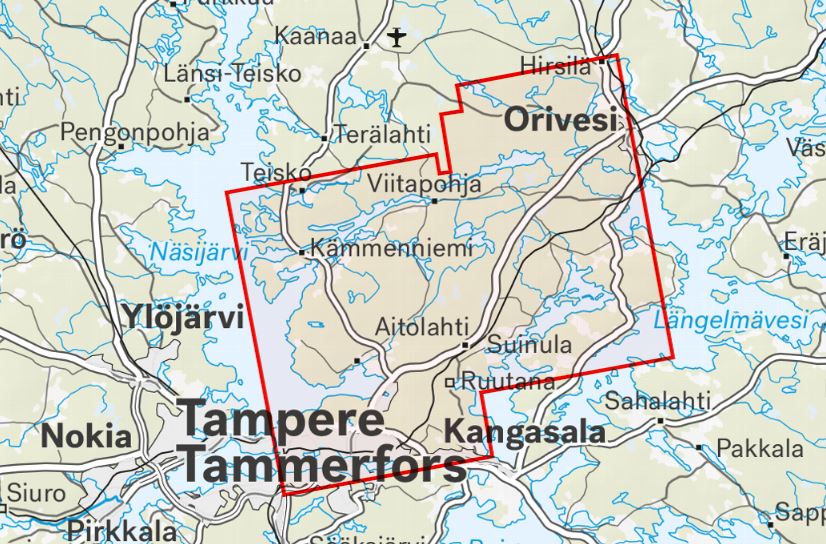 Carte de randonnée - Tampere Orivesi (Finlande) | Calazo carte de randonnée Calazo