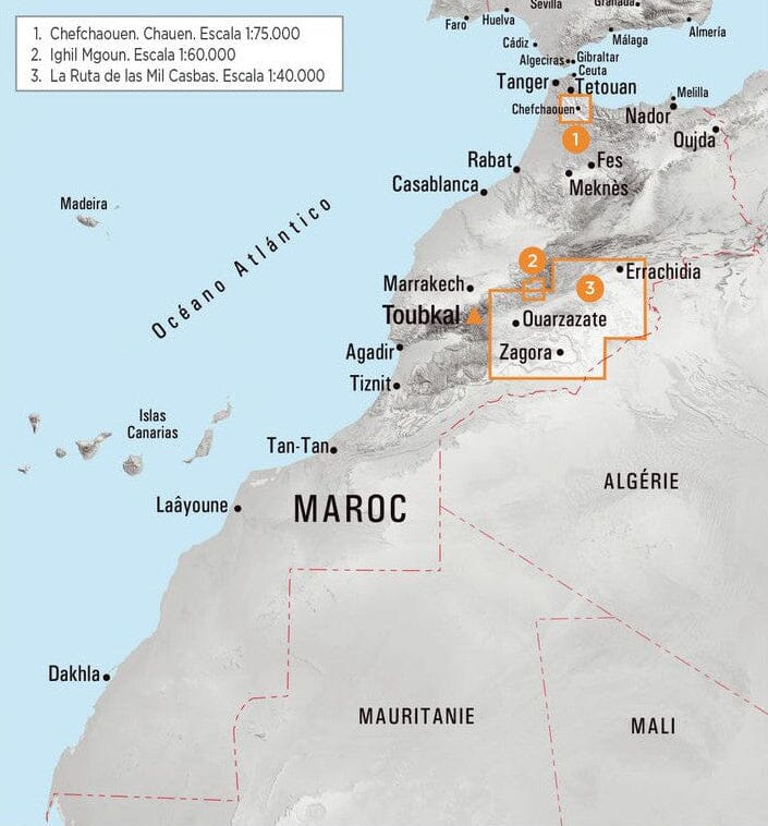 Carte de randonnée - Toubkal, Haut Atlas Marocain | Piolet carte de randonnée Editorial Piolet 