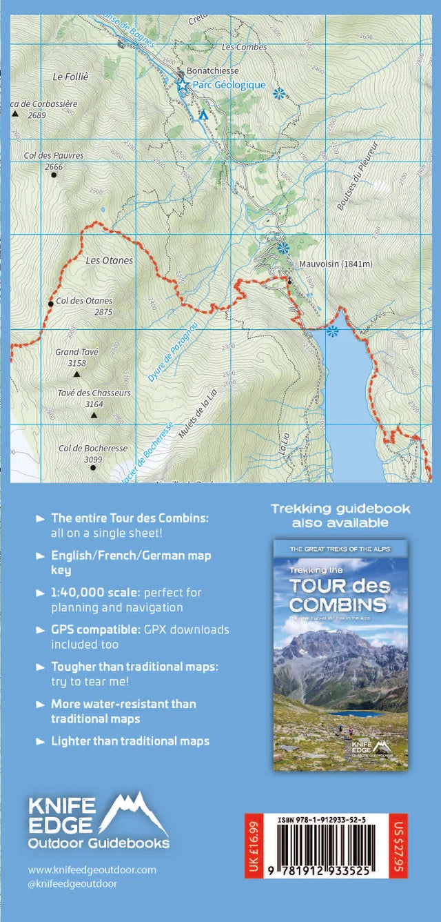 Carte de randonnée - Tour des Combins | Knife Edge Outdoor carte de randonnée Knife Edge Outdoor