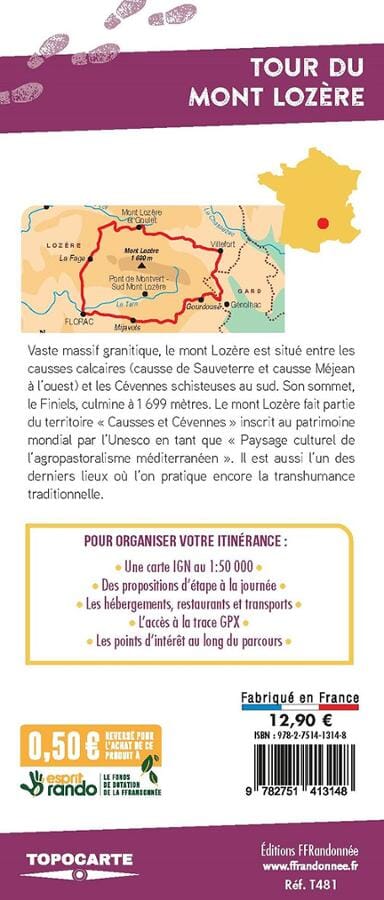 Carte de randonnée - Tour du mont Lozère | FFRandonnée carte de randonnée FFR - Fédération Française de Randonnée