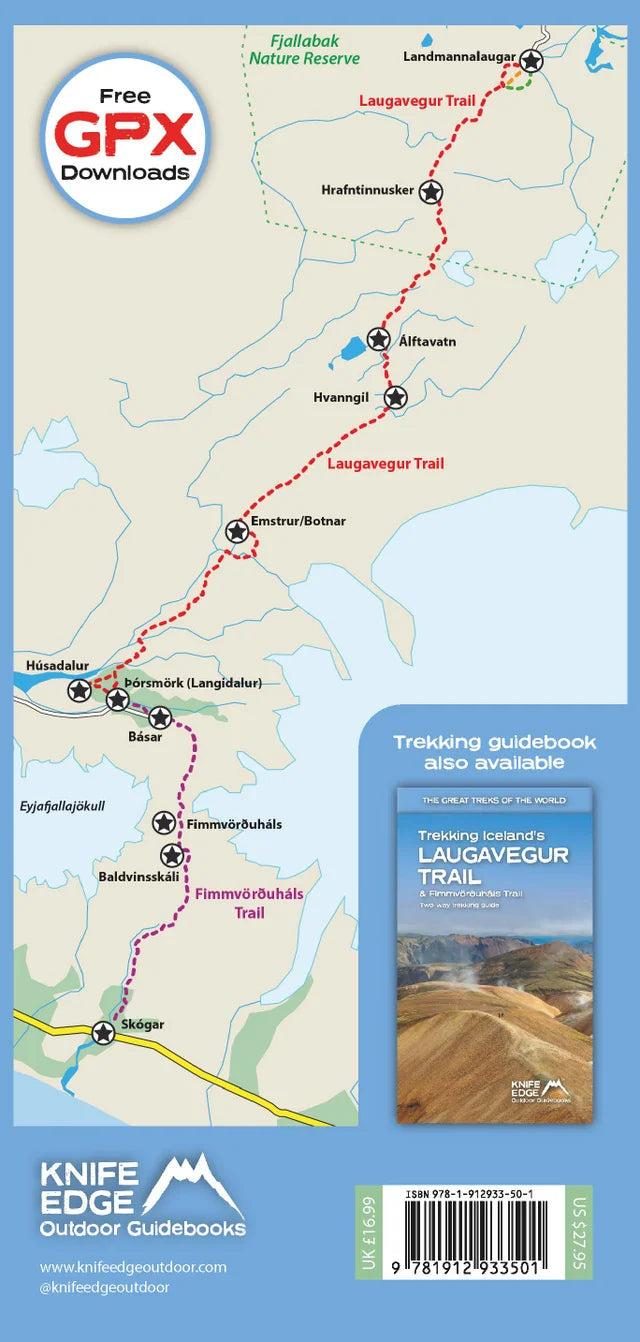 Carte de randonnée - Trekking Iceland's Laugavegur Trail, Two-way Guide | Knife Edge Outdoor carte de randonnée Knife Edge Outdoor