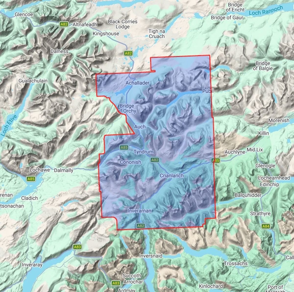 Carte de randonnée - Trossachs Nord, Loch Lyon, Crianlarich XT25 | Harvey Maps - Superwalker maps carte de randonnée Harvey Maps 