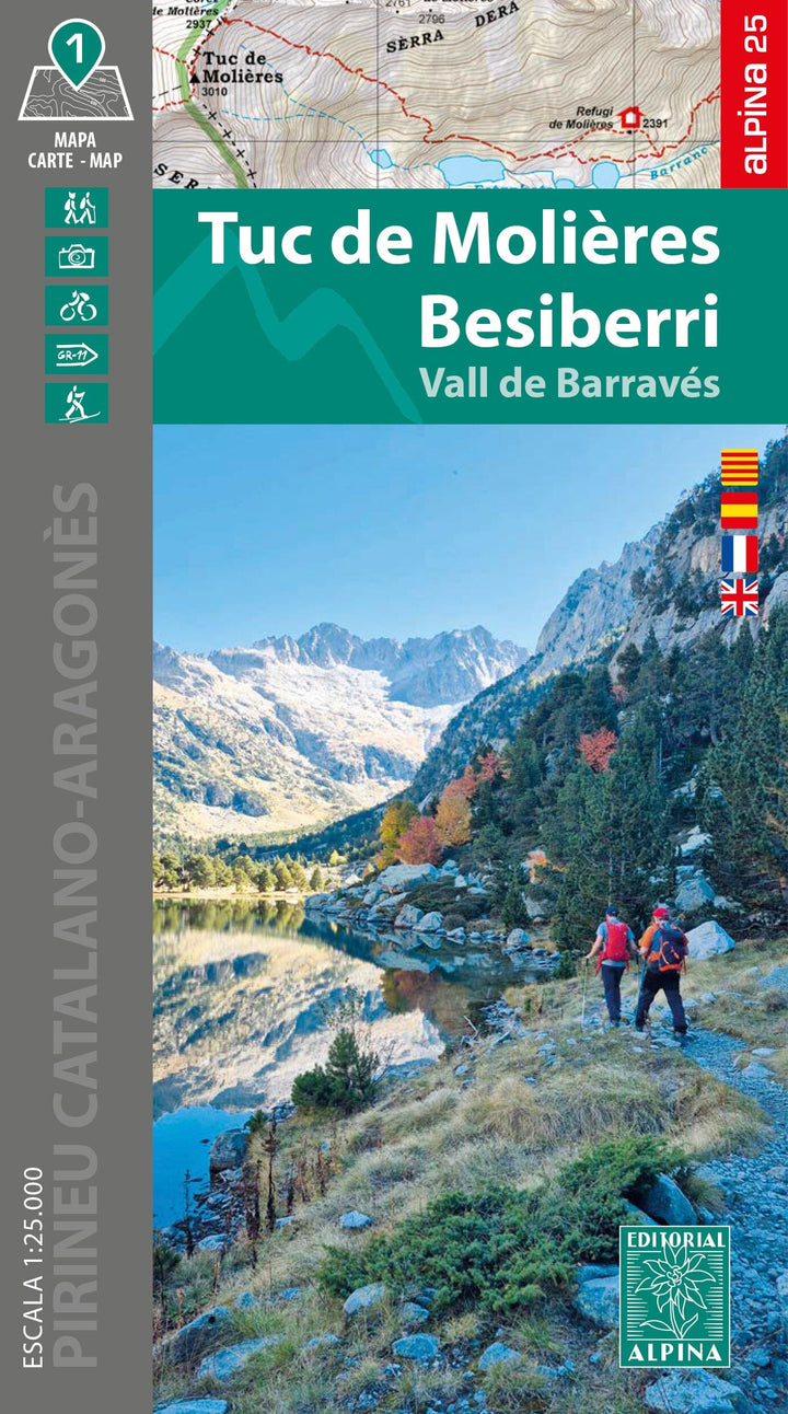 Carte de randonnée - Tuc de Molières, Besiberri, Vall de Barravès (Pyrénées catalanes) | Alpina carte de randonnée Editorial Alpina 