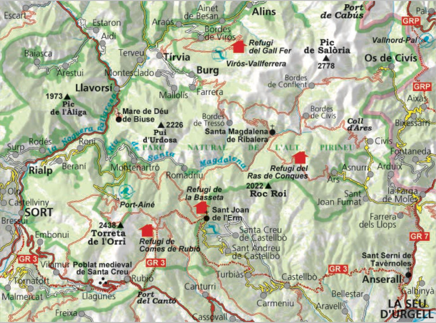 Carte de randonnée - Vall de Santa Magdalena : Sant Joan de l’Erm, Pic de Salòria, Torreta de l’Orri (Pyrénées catalanes) | Alpina carte de randonnée Editorial Alpina 