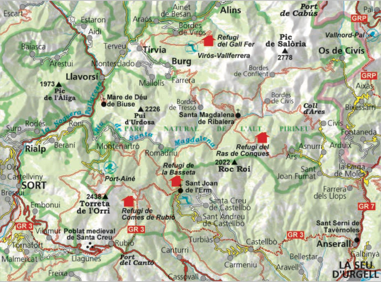Carte de randonnée - Vall de Santa Magdalena : Sant Joan de l’Erm, Pic de Salòria, Torreta de l’Orri (Pyrénées catalanes) | Alpina carte de randonnée Editorial Alpina 