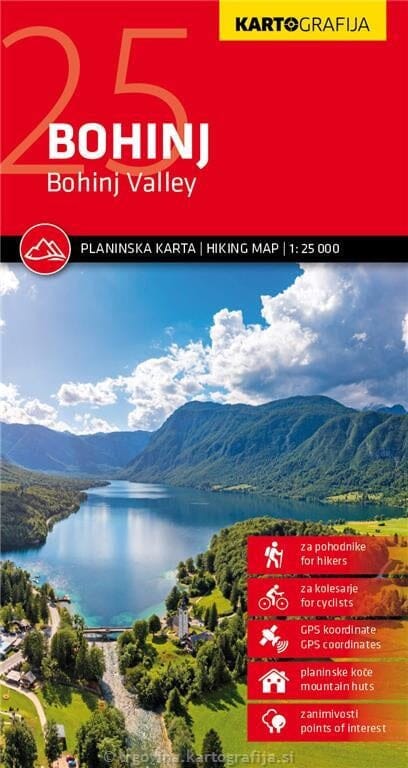 Carte de randonnée - Vallée de Bohinj (Alpes Juliennes, Slovénie) | Kartografija carte de randonnée Kartografija 