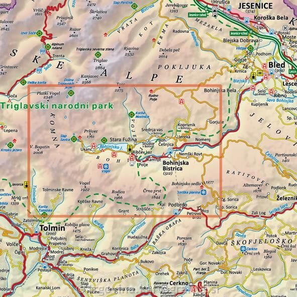 Carte de randonnée - Vallée de Bohinj (Alpes Juliennes, Slovénie) | Kartografija carte de randonnée Kartografija 