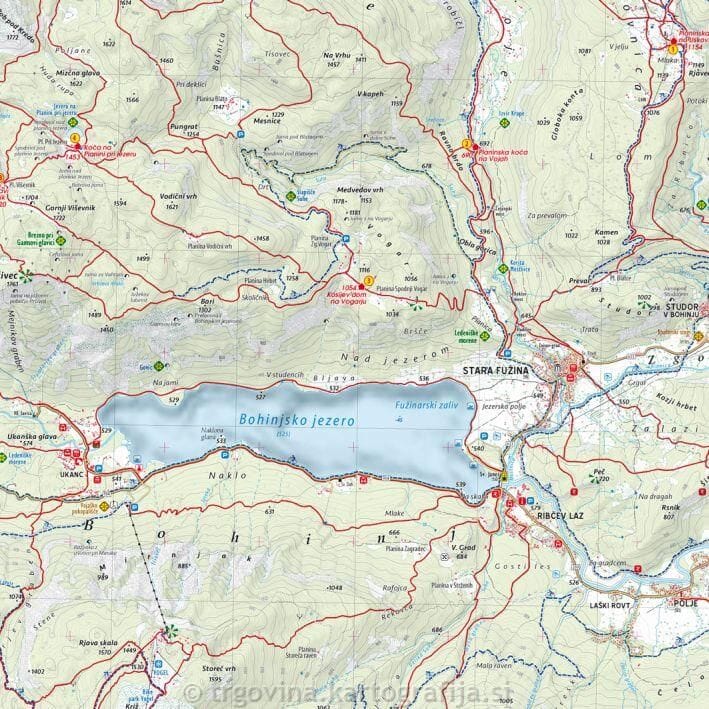 Carte de randonnée - Vallée de Bohinj (Alpes Juliennes, Slovénie) | Kartografija carte de randonnée Kartografija 