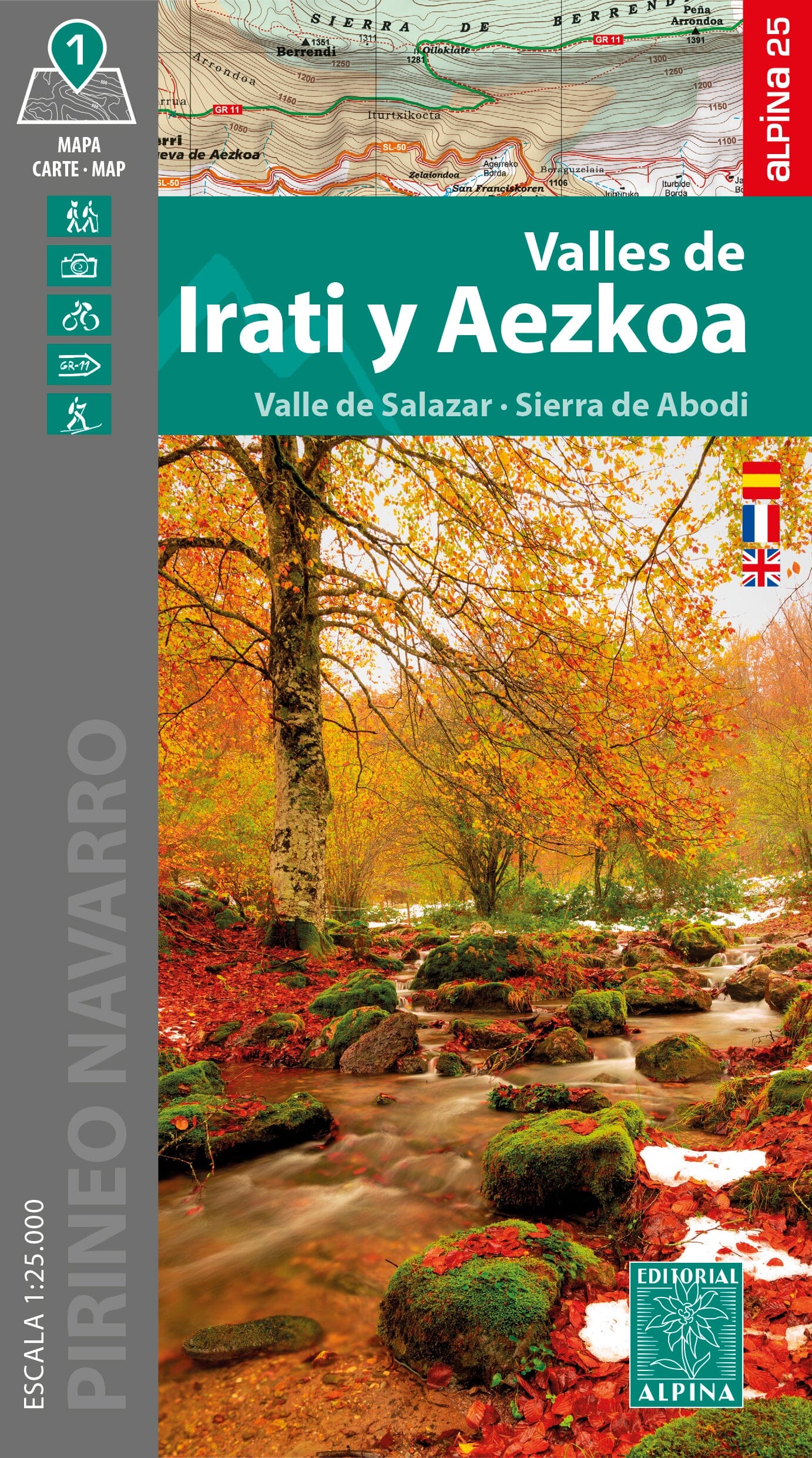 Carte de randonnée - Vallées d'Irati et de Salazar (Navarre, Pyrénées) | Alpina carte de randonnée Editorial Alpina